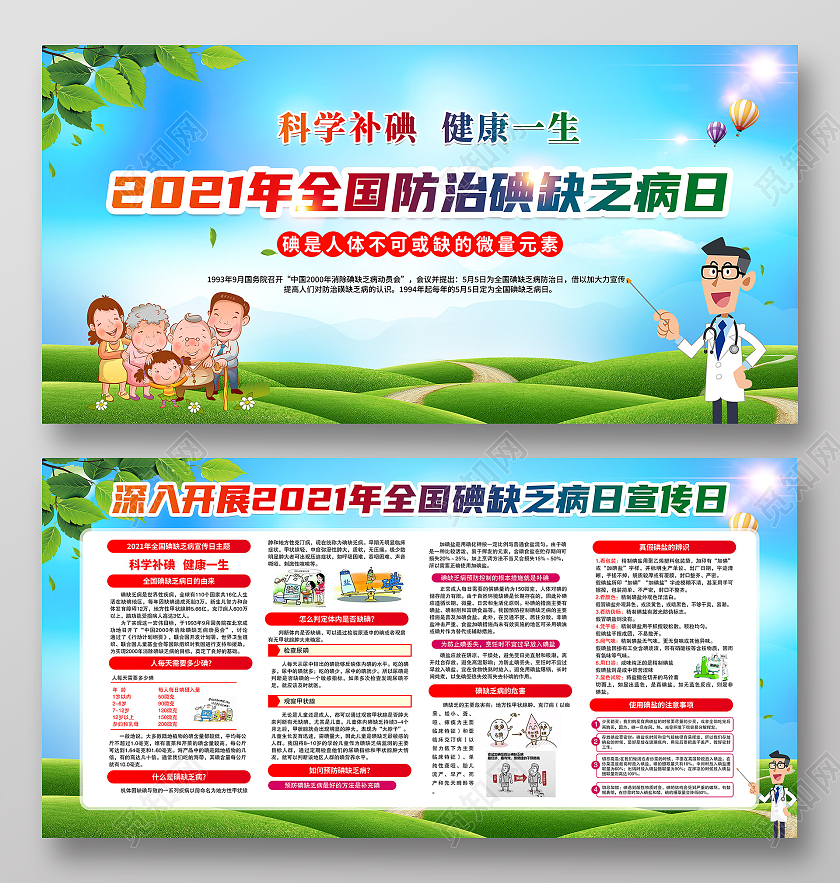 蓝色风格2021年防治碘缺乏病日全国防治碘缺乏病日宣传栏