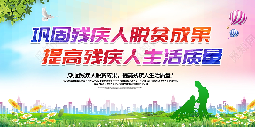 时尚大气2021年全国助残日公益展板设计