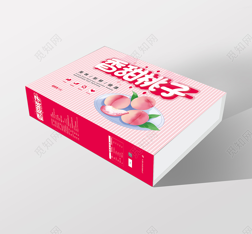 红色简约香甜桃子包装盒