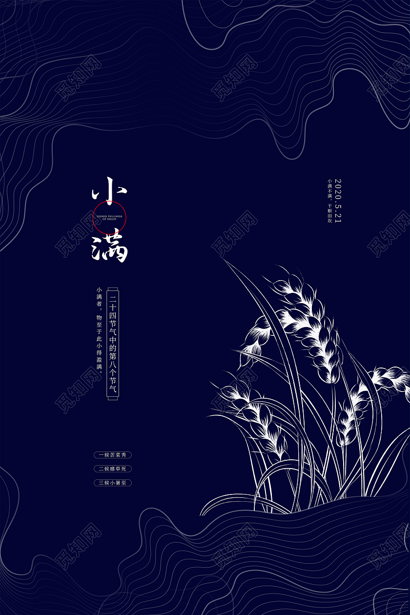 黑色大气小满节气海报24节气二十四节气小满