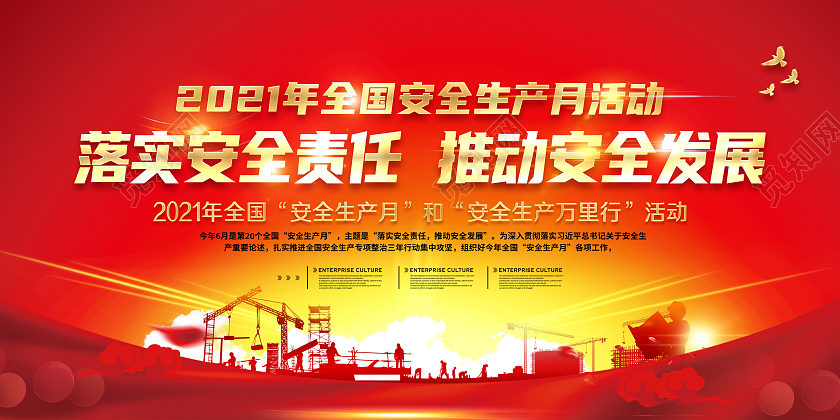 红色风格安全生产月宣传展板全国安全生产月宣传栏