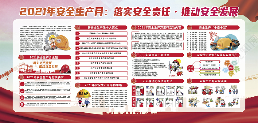 红色水彩全国安全生产月宣传栏