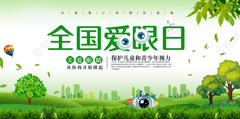 清新简约66全国爱眼日公益宣传展板