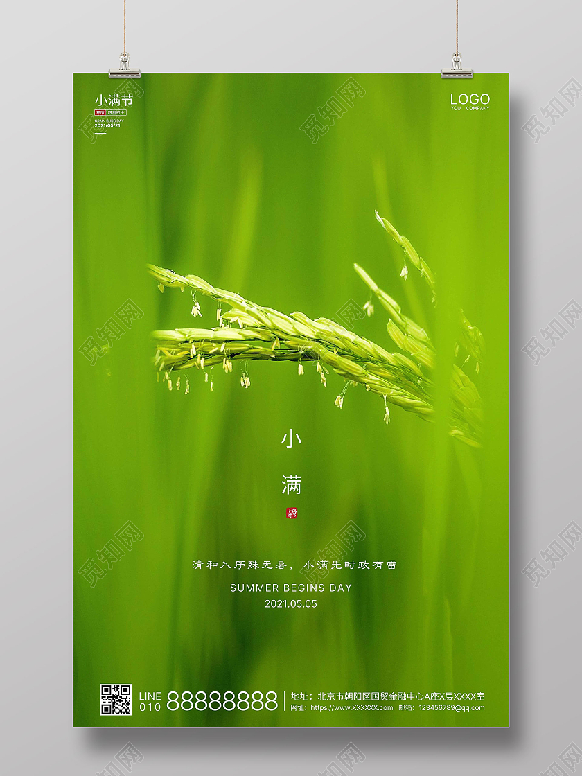 绿色实拍简洁小满二十四节气海报二十四节气24节气24节气224节气二十四节气小满