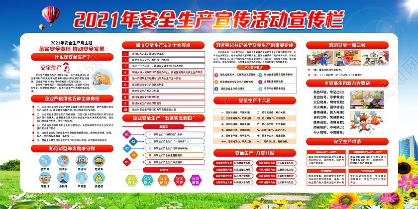 蓝色全国安全生产月宣传栏