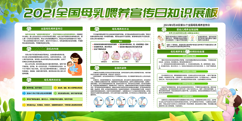 绿色简约全国母乳喂养日宣传栏