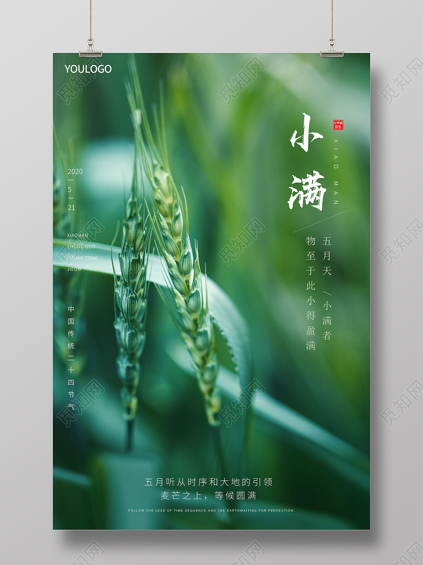 绿色小满海报二十四节气海报24节气二十四节气小满