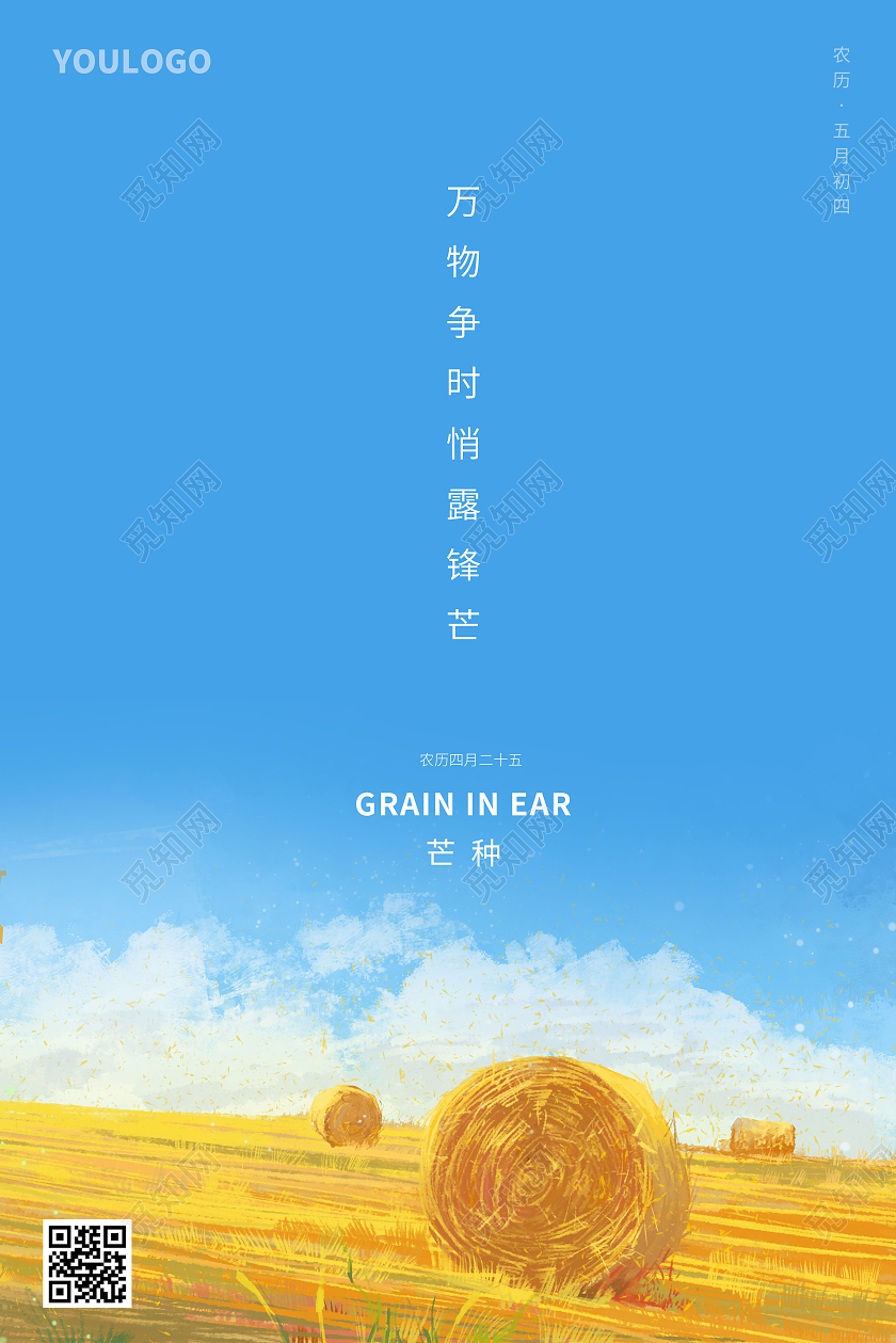 插画风芒种海报二十四节气海报