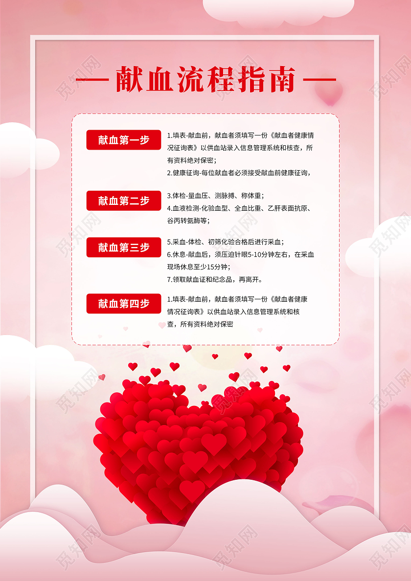 粉色卡通614世界献血日宣传单献血宣传单