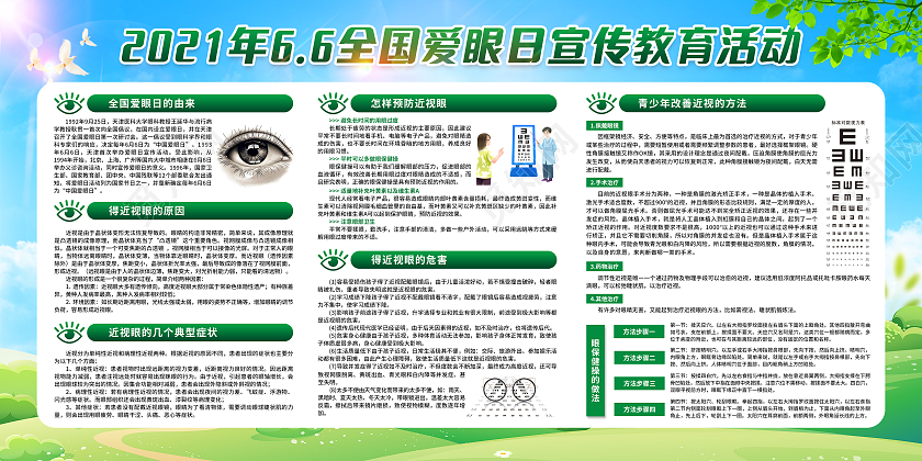 绿色简约全国爱眼日宣传栏