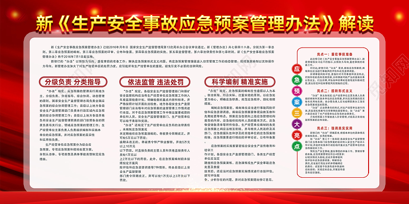 红色大气红绸新生产安全事故应急预案管理办法解读展板安全生产应急预案