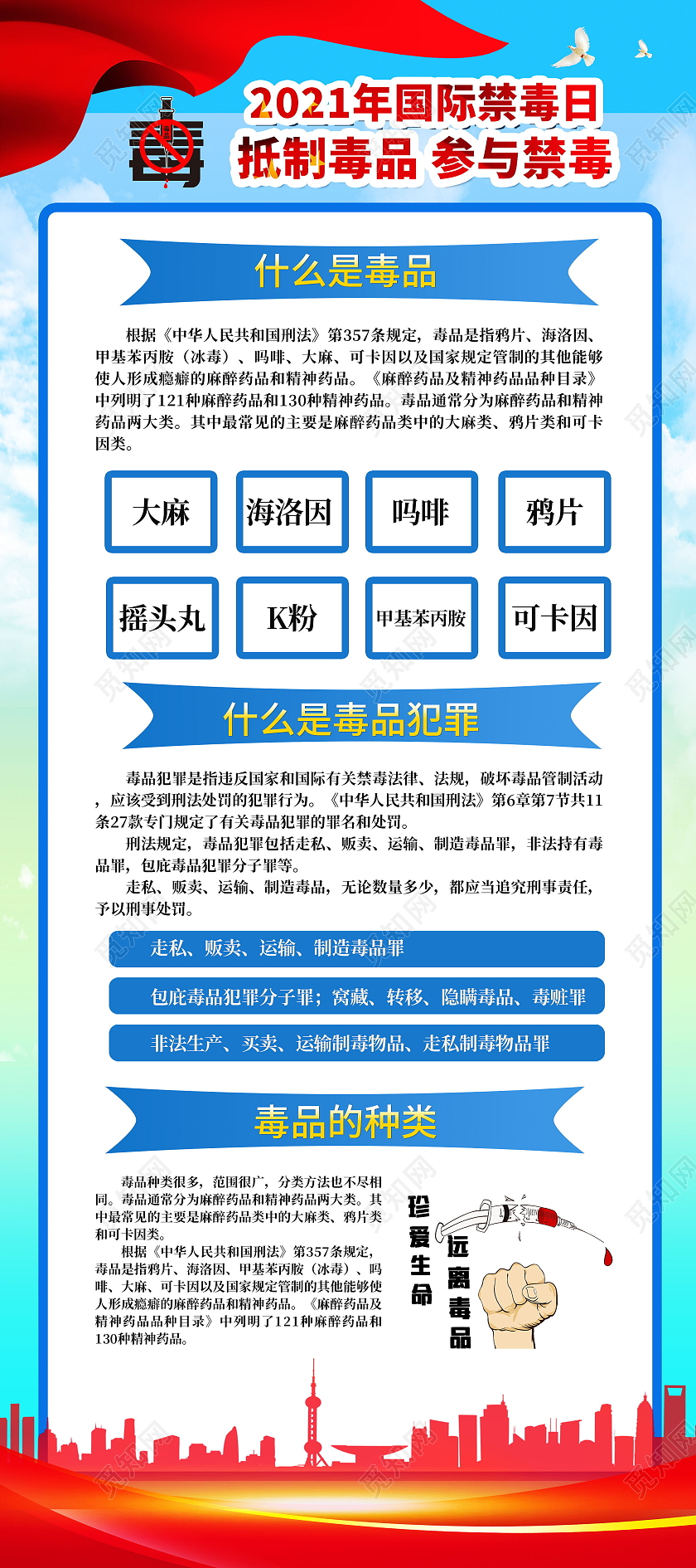 2021国际禁毒抵制毒品参与禁毒日展架禁毒展架
