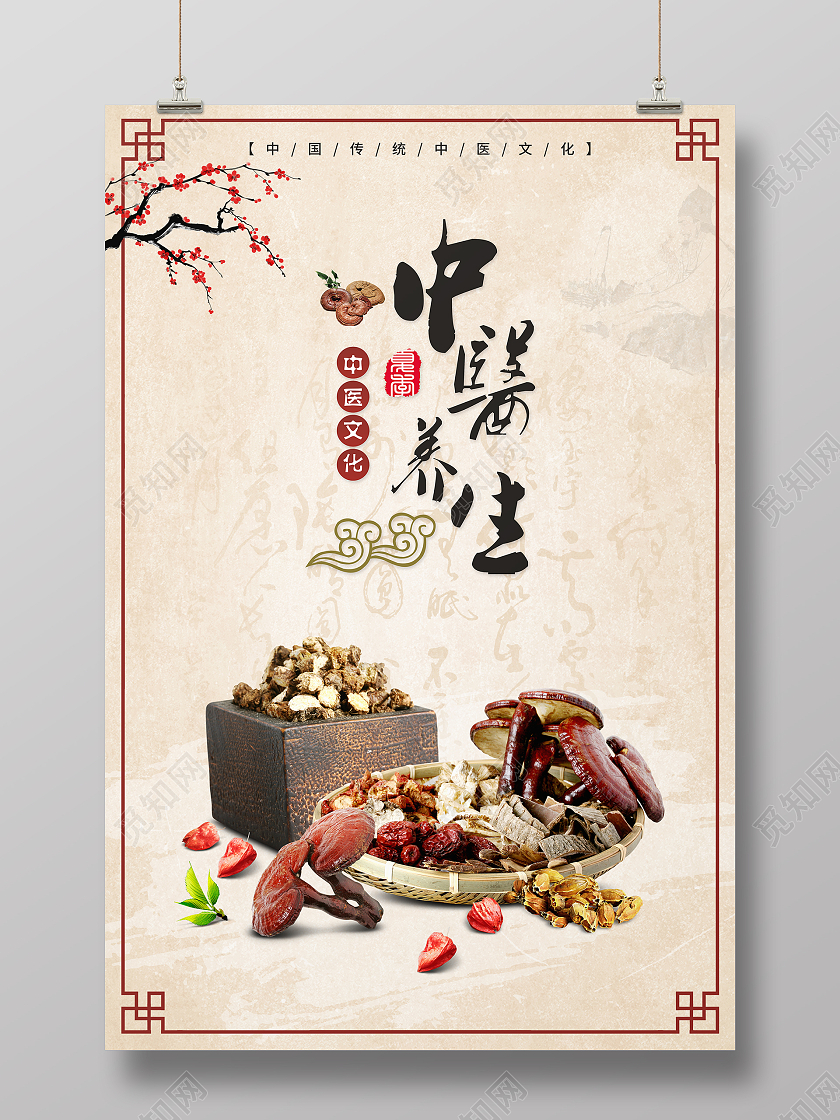 复古古风中医养生宣传海报中医海报中医宣传