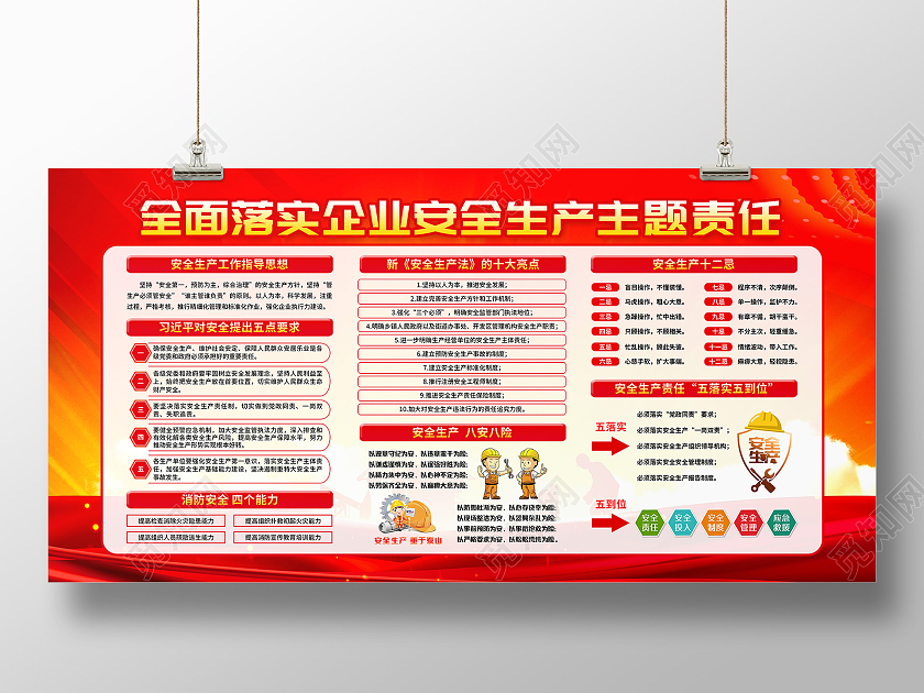 红色简约企业安全生产宣传栏
