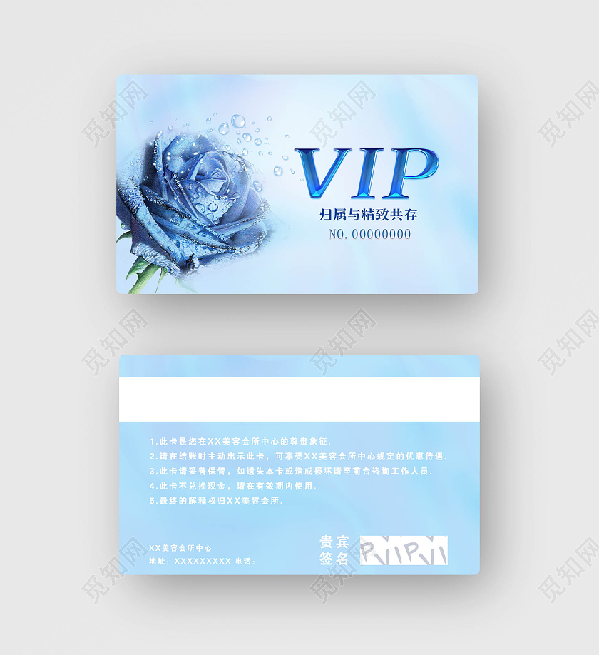 蓝色会员卡美容会所美容vip会员卡