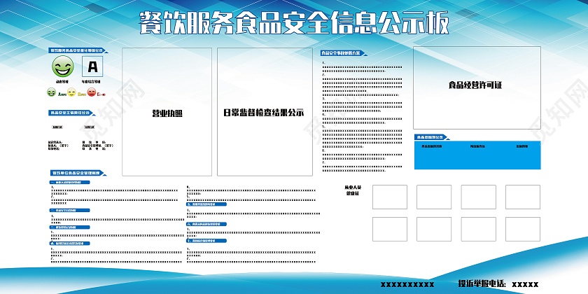 蓝色食品安全展板餐饮服务食品安全公示