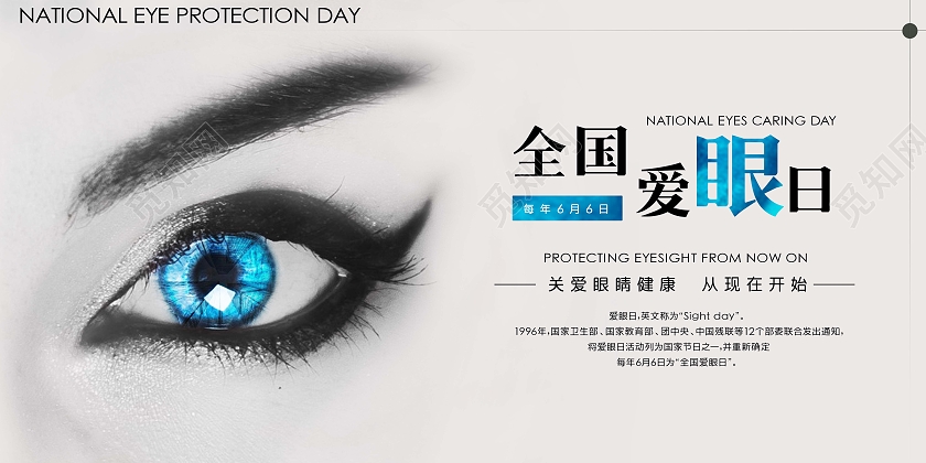 米白简约全国爱眼日宣传展板