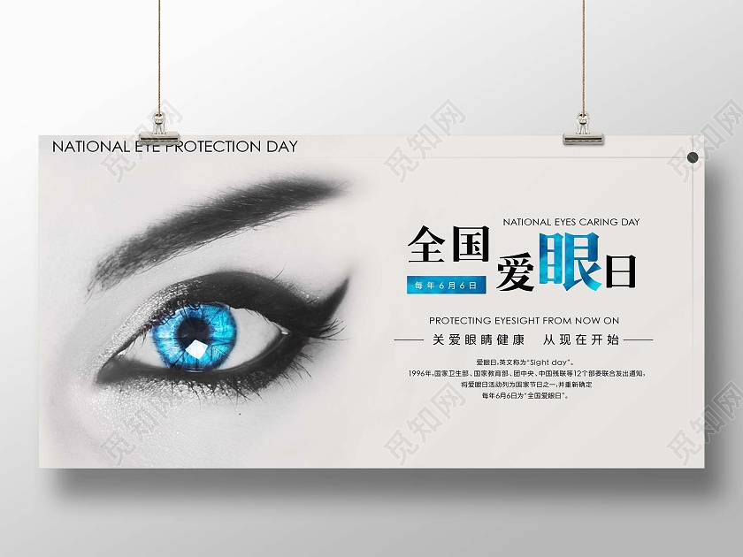 米白简约全国爱眼日宣传展板