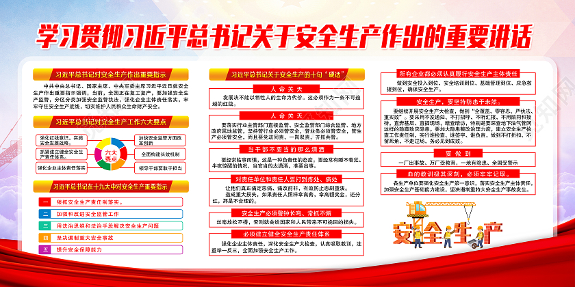 红色全国安全生产月学习贯彻述安全生产重要论述宣传栏