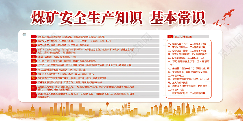 红白简约风格煤矿安全生产活动展板
