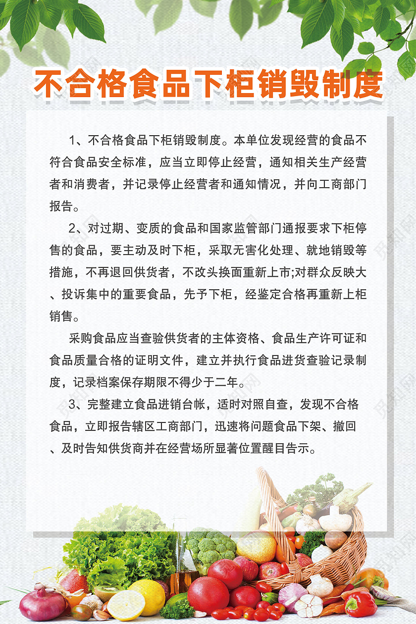 绿色简约食堂食品安全管理制度宣传海报套图