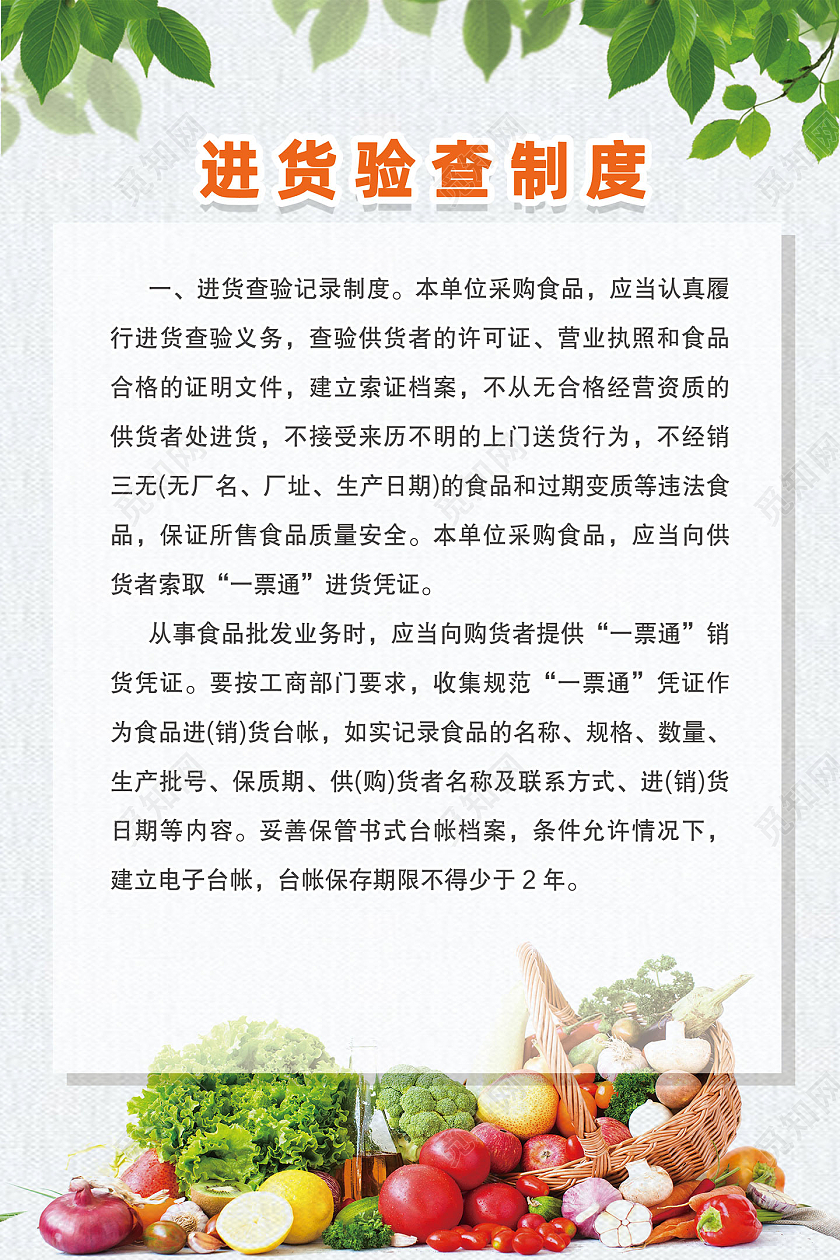 绿色简约食堂食品安全管理制度宣传海报套图