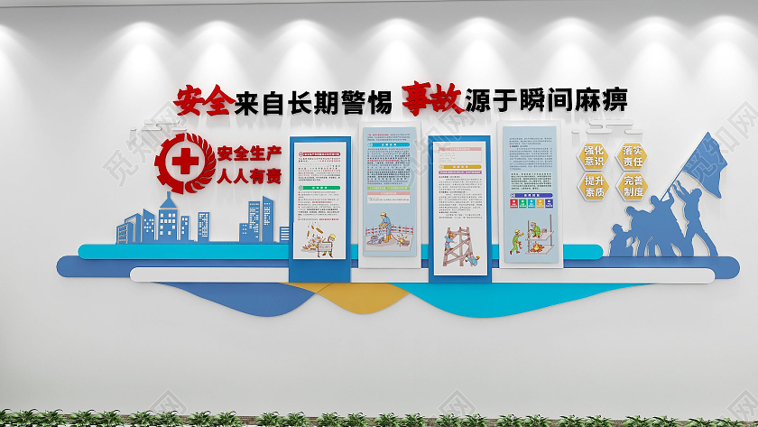 蓝色创意安全生产人人有责文化墙