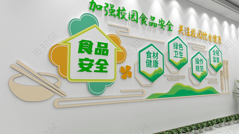 绿色创意清新风格校园食品安全文化墙