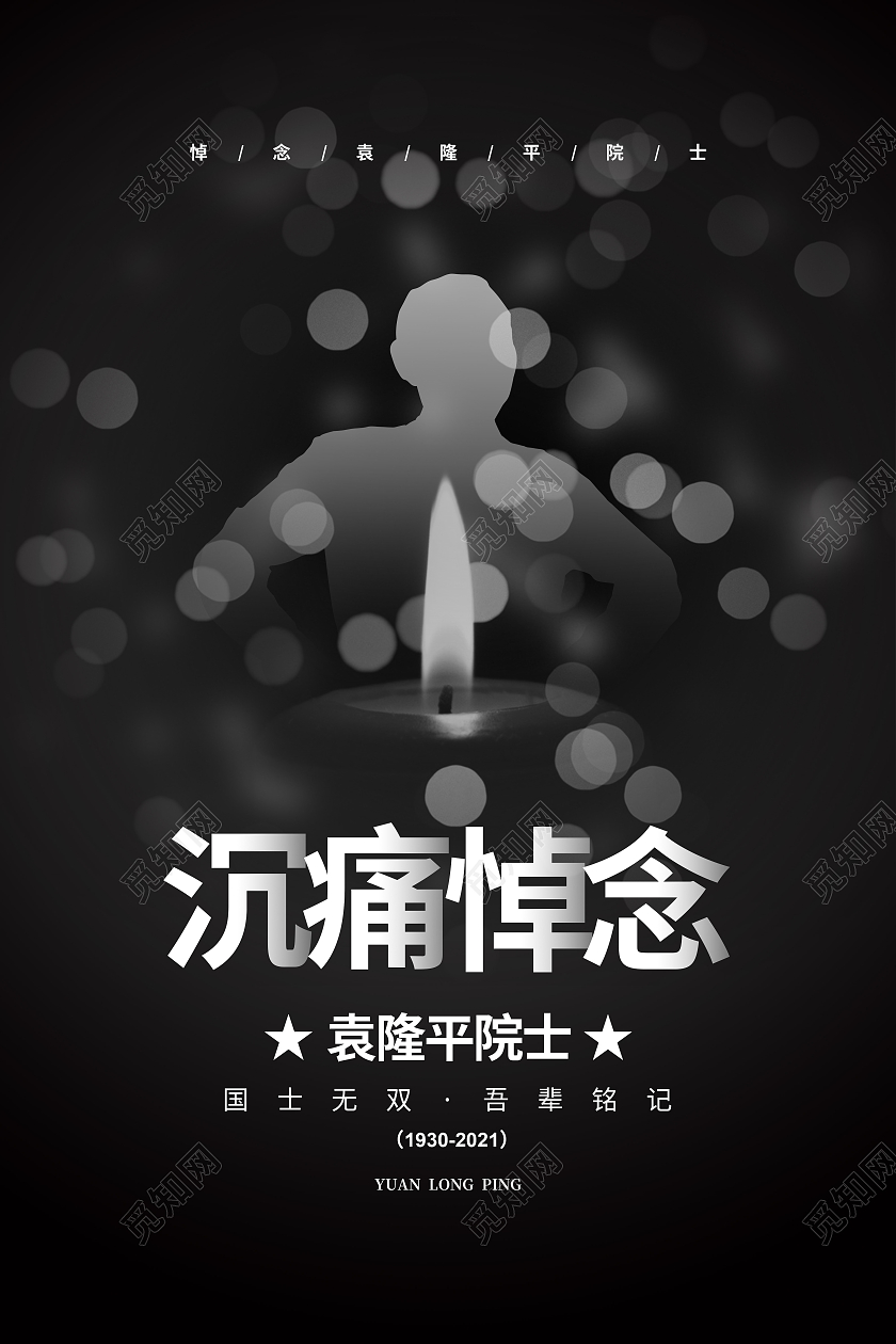 黑色简约沉痛悼念袁隆平院士海报设计