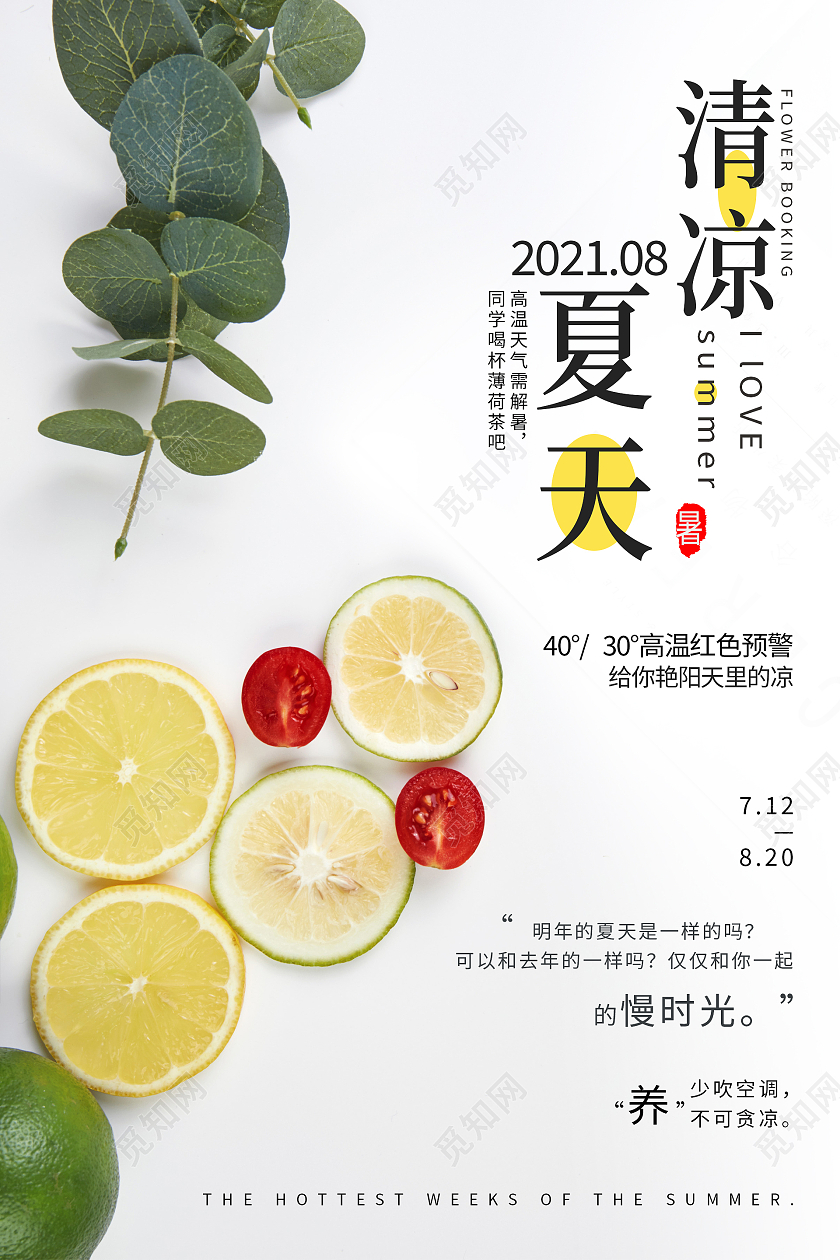 文艺小清新水果清凉夏日夏天海报