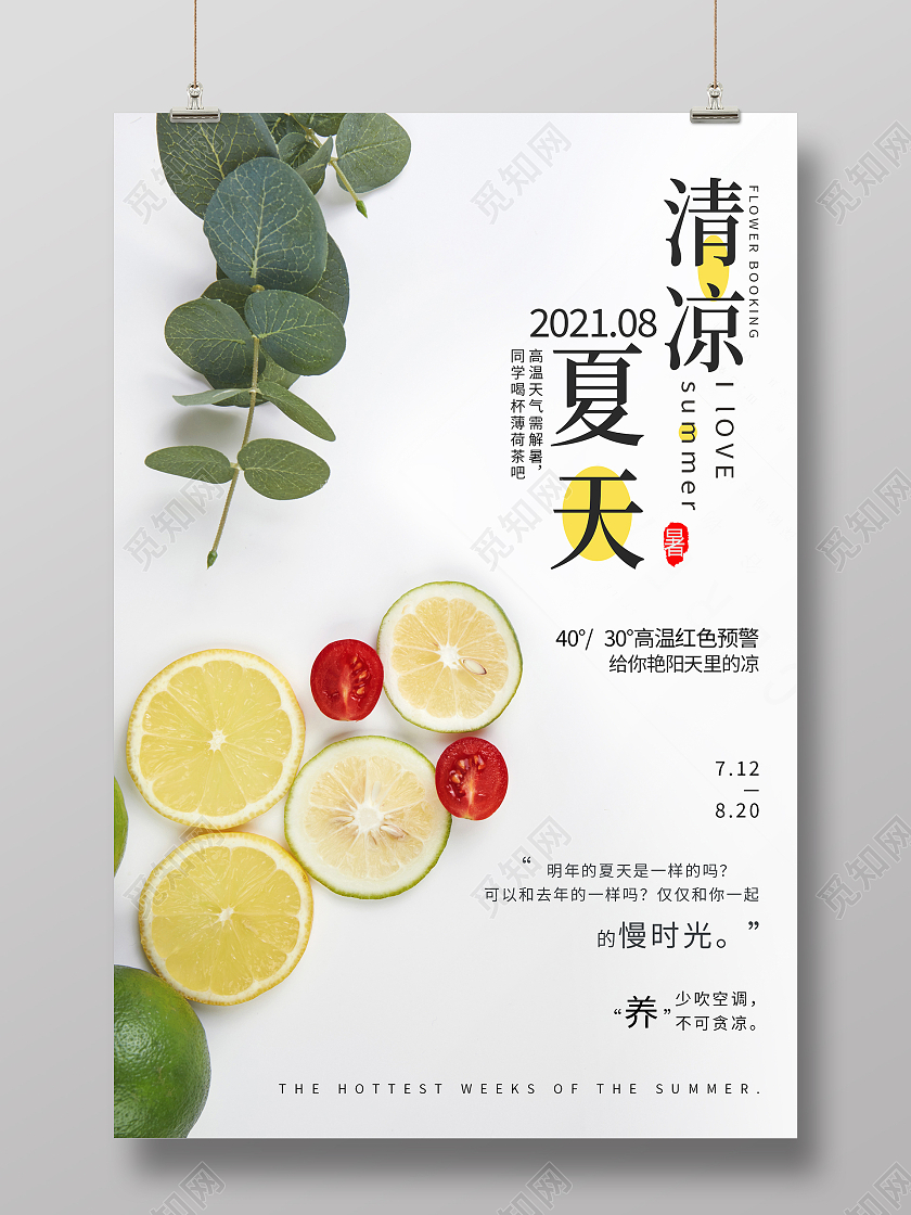 文艺小清新水果清凉夏日夏天海报