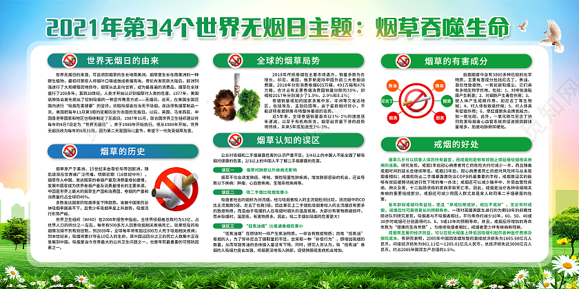 绿色简约世界无烟日宣传栏