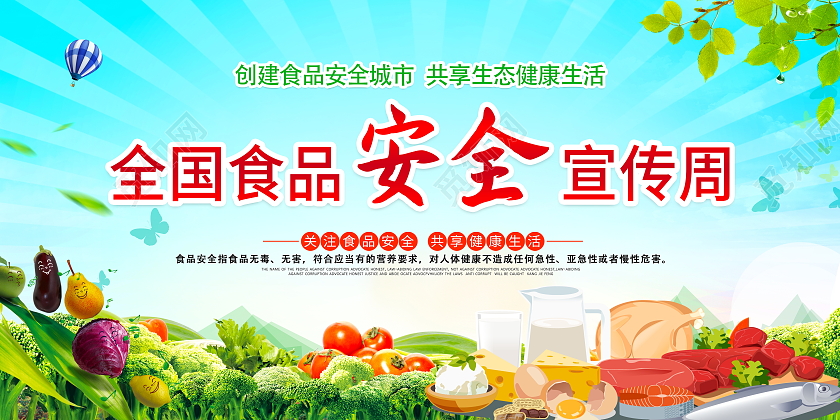 蓝色大气全国食品安全宣传周宣传展板