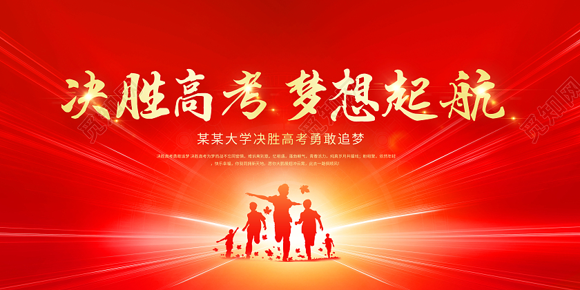 红色决胜高考梦想起航决胜高考勇敢追梦展板