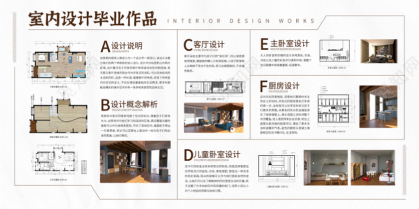 白色简约室内设计毕业设计展板室内毕业设计展板