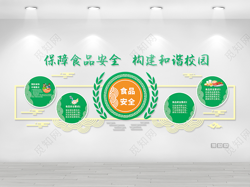 创意清新风格校园食品安全知识宣传校园食品安全文化墙