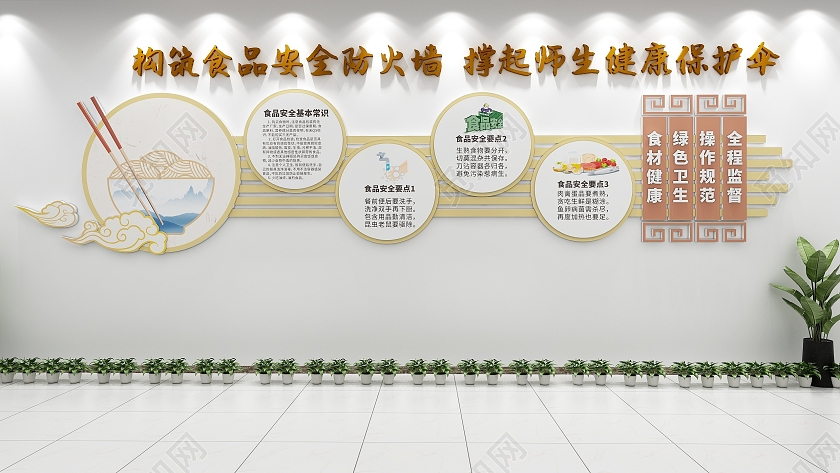 创意中式风格校园食品安全文化墙
