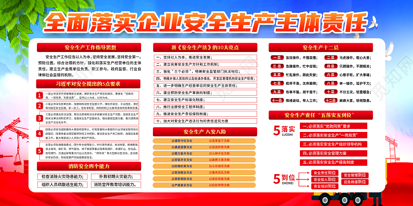 蓝色背景企业安全生产宣传栏