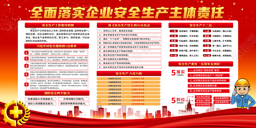 红色党建背景企业安全生产宣传栏