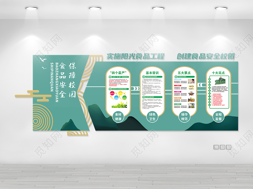 中式简约校园食品安全知识宣传文化墙校园食品安全文化墙