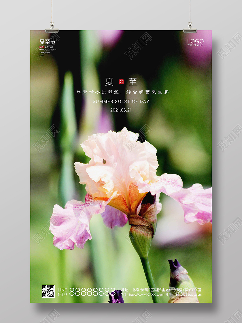 绿色实拍简洁夏至二十四节气海报二十四节气24节气夏至