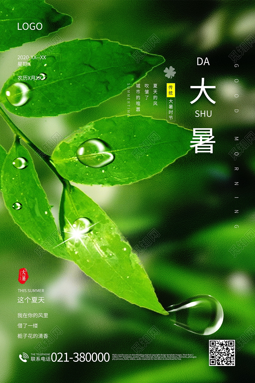 中国传统节日二十四节气大暑海报