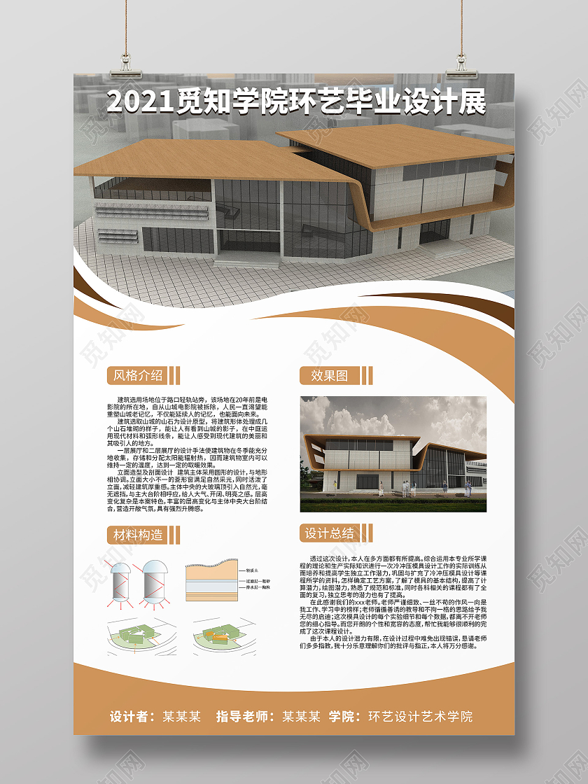 简约创意2021环艺毕业作品设计展海报环艺毕业设计展板