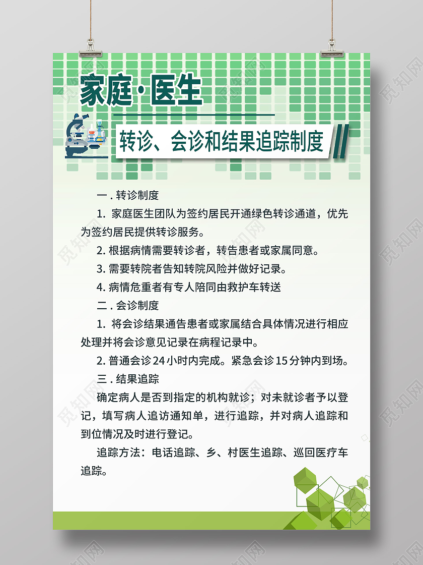 绿色清新简约家庭医生信息宣传海报