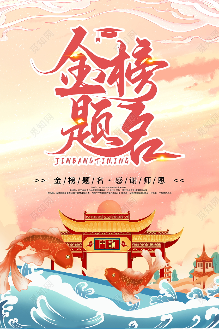 国潮风格高考金榜题名宣传海报