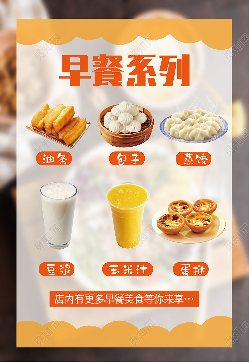 早餐食品海报早餐价目表