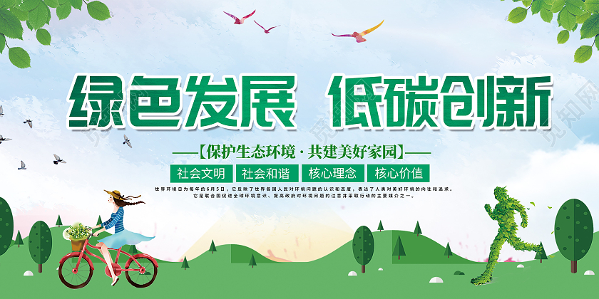 卡通创意简约节能低碳展板
