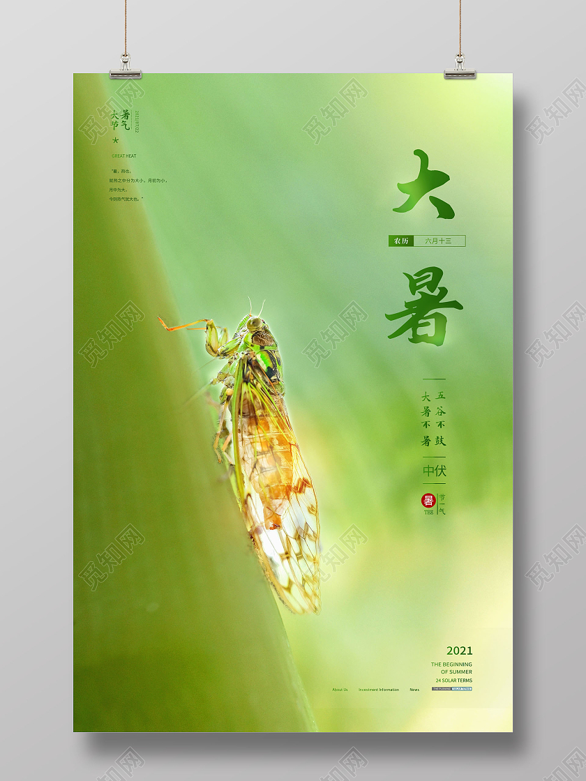 中国传统节日二十四节气大暑海报二十四节气24节气大暑