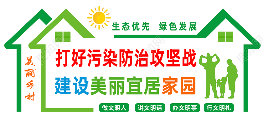 绿色简约建设美丽宜居家园提升人居环境文化墙