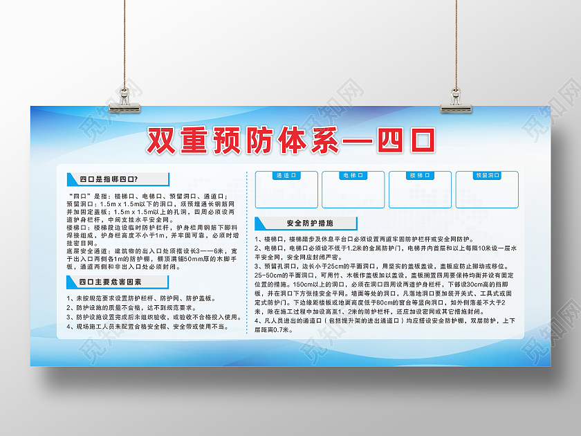 蓝色渐变背景安全生产施工四口管理制度安全生产双重预防体系